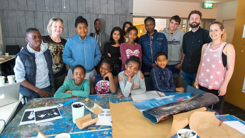 Arriving into View: the teenage artists at UCC’s Glucksman gallery. Photograph: Michael Mac Sweeney/Provision
