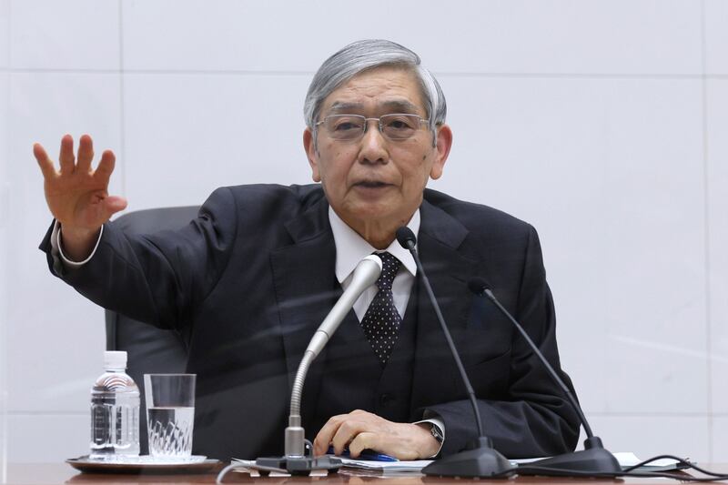 Haruhiko Kuroda, governor of the Bank of Japan (BOJ), during Tuesday's news conference announcing the adjustment of the country's yield curve control policy. Photographer: Yuya Yamamoto/Jiji Press/Bloomberg