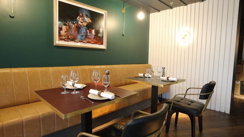 Shelbourne Social: “The tables are leather clad and brass bound. There are beautiful linen napkins and the glassware gleams. The all-male staff deliver food to the table with sprinklings of compliments.” Photograph: Nick Bradshaw/The Irish Times