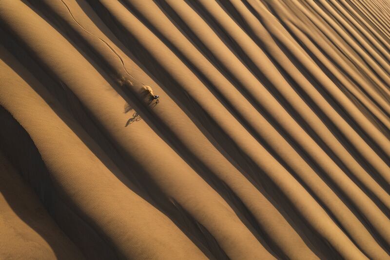Red Bull Illume Playground by Radiant Photo category winner: Athlete Kilian Bron in Nazca, Peru. Photograph: Jb Liautard