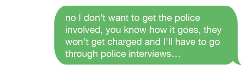 Message from complainant to friend on the afternoon of June 28th, 2016