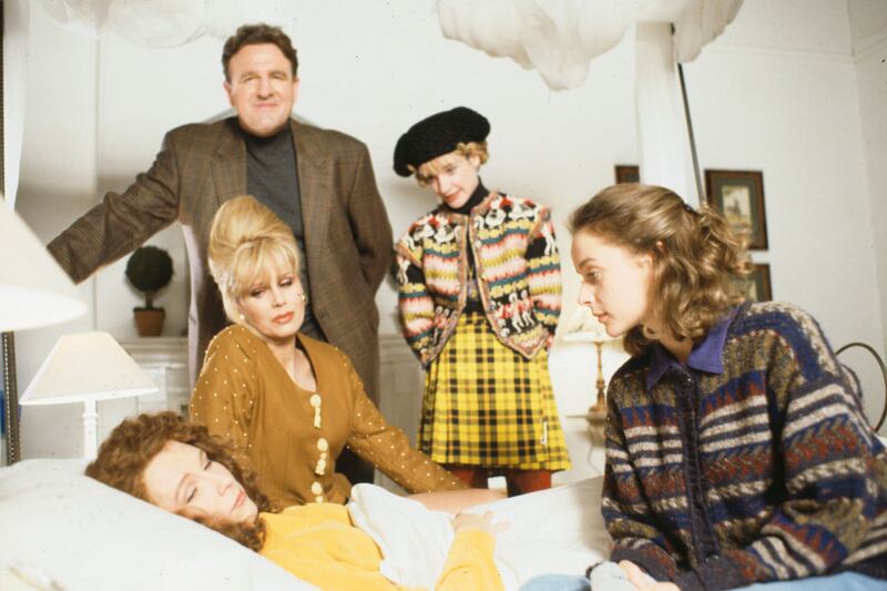 Jennifer Saunders, Joanna Lumley, Christopher Malcolm, Jane Horrocks and Julia Sawalha in a scene from the BBC television sitcom Absolutely Fabulous. Photograph: Don Smith/Radio Times/Getty Images
