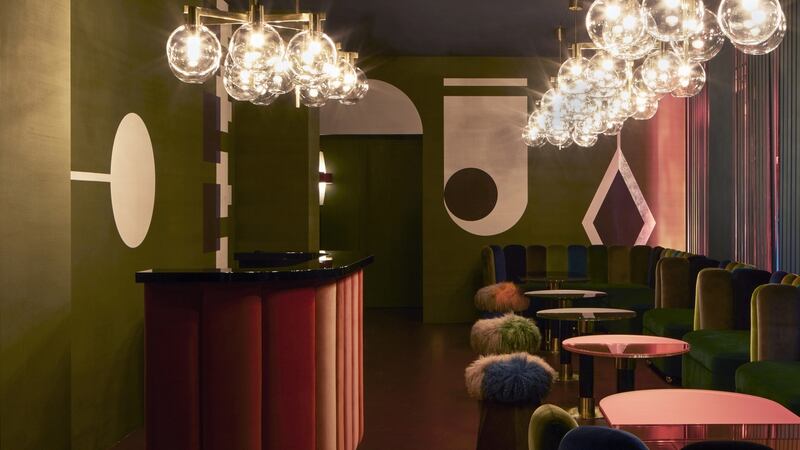 Hand-painted green silk wallpaper by De Gournay