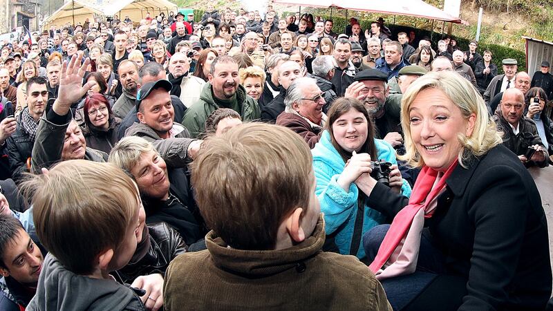 Front National leader Marine Le Pen during her first visit to the village of Brachay in April 2012 ahead of that year’s French presidential election – nearly 400 people turned up and she has returned every year since. Photograph: Francois Nascimbeni/AFP/Getty Images