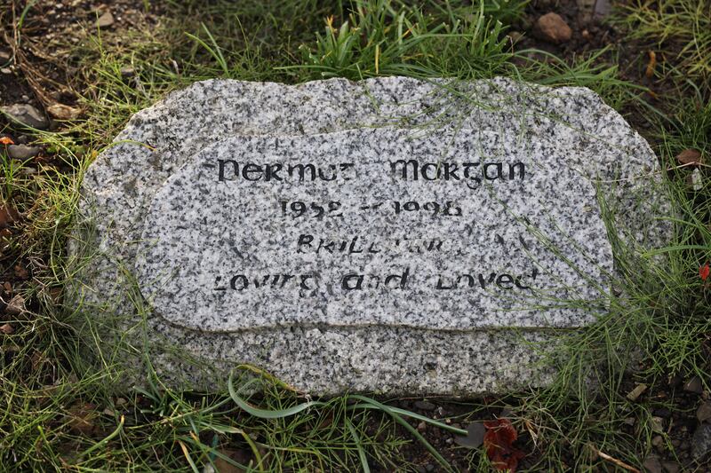 Detail of actor and comedian Dermot Morgan's grave in Deansgrange Cemetery.  Photograph: Nick Bradshaw