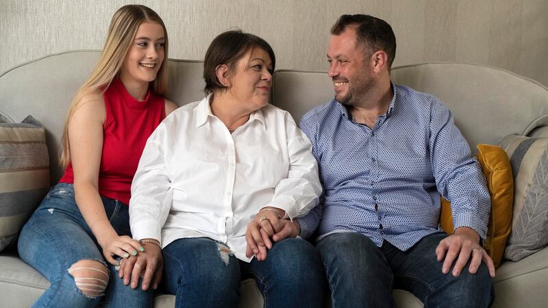 Aisling McConnell, centre, says she is glad Peter and 15-year-old Emma Louise  have each other for this journey and ‘I am glad they will have each other after as well’. Photograph: Damien Eagers