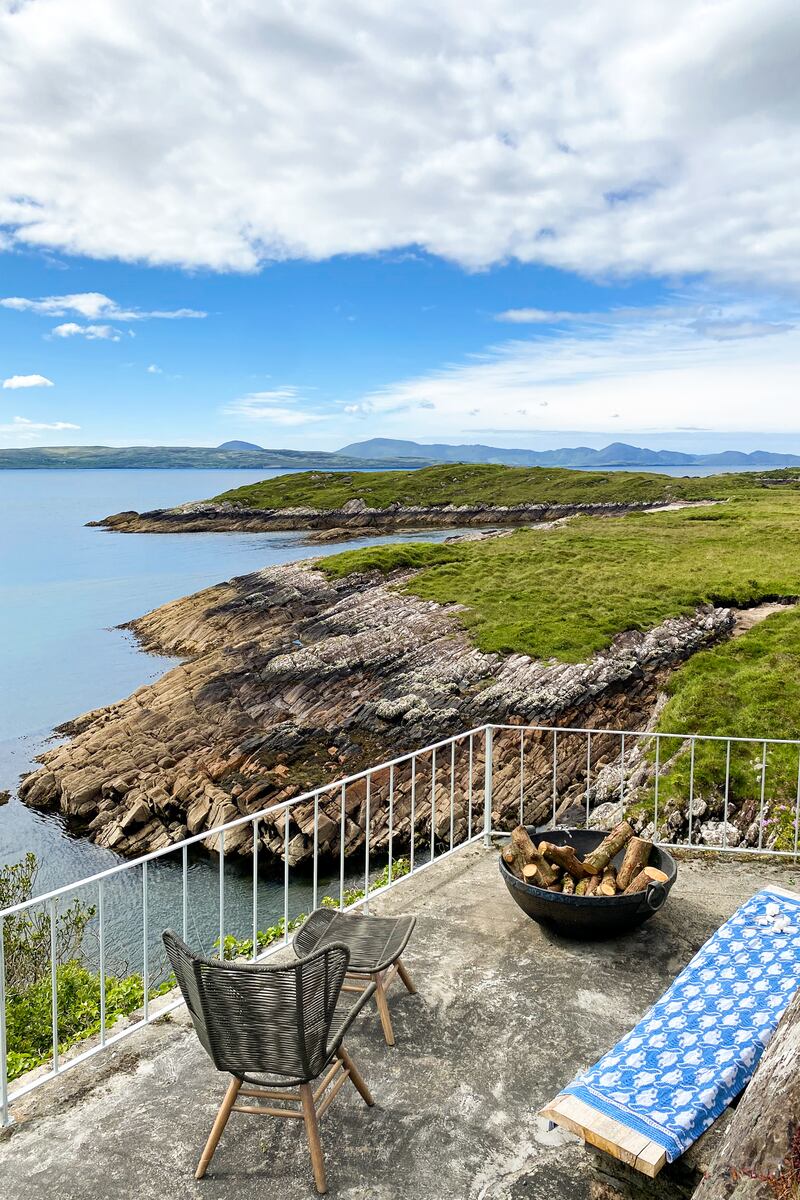 The look-out point has a fire pit for sunsets