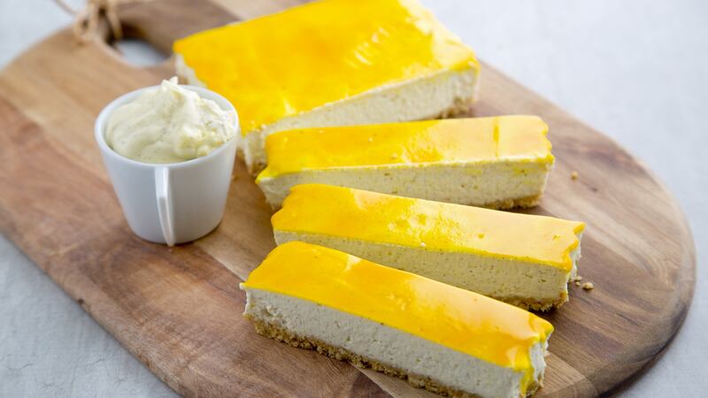 Gary O’Hanlon’s passion fruit cheesecake with passion fruit ripple cream