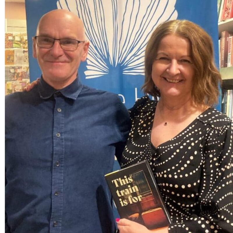 Bernie McGill, winner of the Edge Hill Short Story Prize at the awards presentation in London with her publisher David Torrans of No Alibis Press.