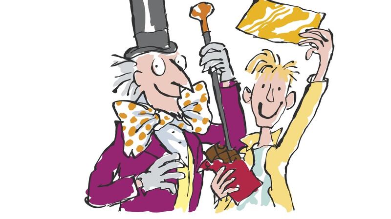 Charlie with his golden ticket in ’Charlie and the Chocolate Factory’. Illustration: © Quentin Blake 2016