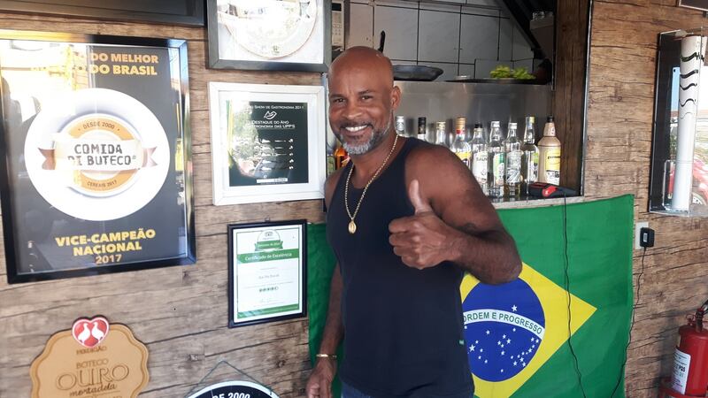 David Vieira Bispo, owner of  Bar do David in the Chapéu Mangueira favela, Rio de Janeiro.