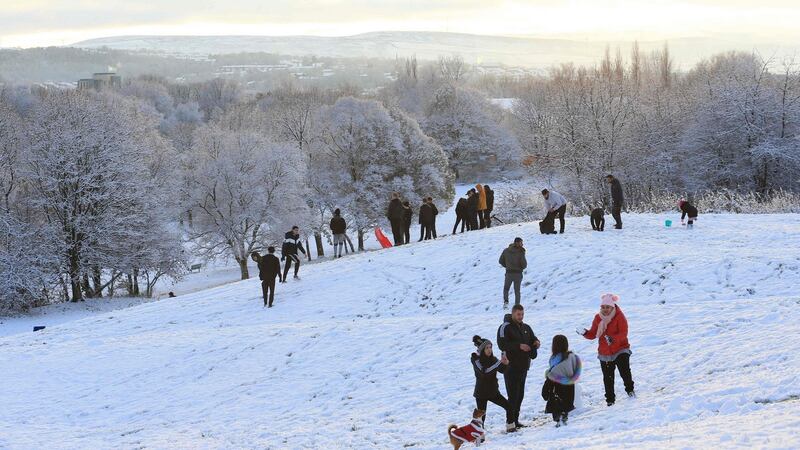 Brun Valley Forest Park in Burnley, north-west England. Photograph:   Lindsey Parnaby/AFP/Getty