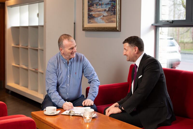 For Gallagher, left, it’s important for him to have a friendly face to talk to in his bank when making these kinds of changes and growing his business. His AIB representative in the north-west is David McHale