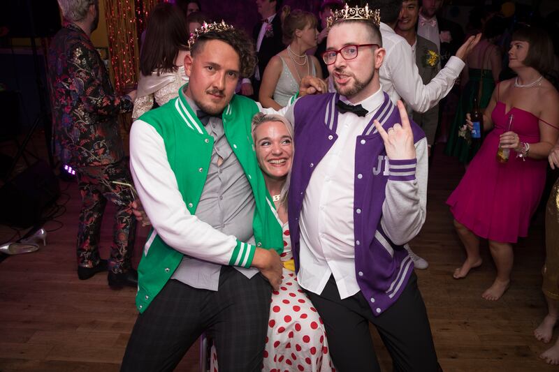Joey and Liam Kavanagh (with Louise Bruton) on their wedding day. Photograph: Eoin O'Neill