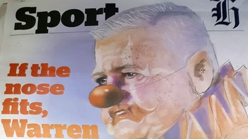 The front page of the New Zealand Herald early in the Lions tour depicted Gatland as a clown. Photo: Nick Purewal/PA