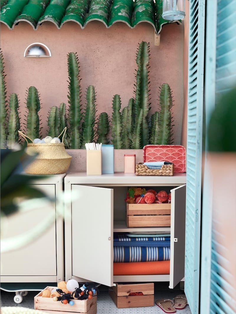 Ikea's Kolbjörn cabinet, complete with faux cacti