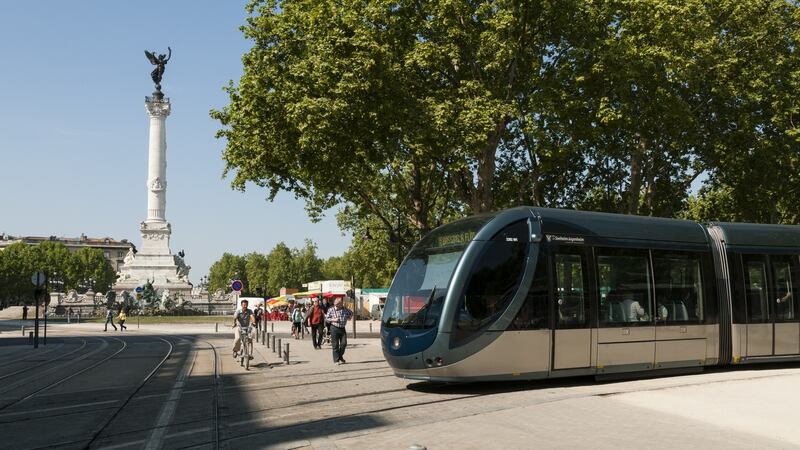 Public transportation tram at Place de Quinconces, in Bordeaux