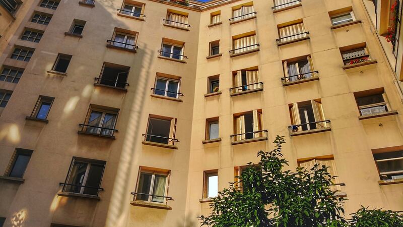View from the courtyard within Gráinne Dirwan’s Paris apartment block
