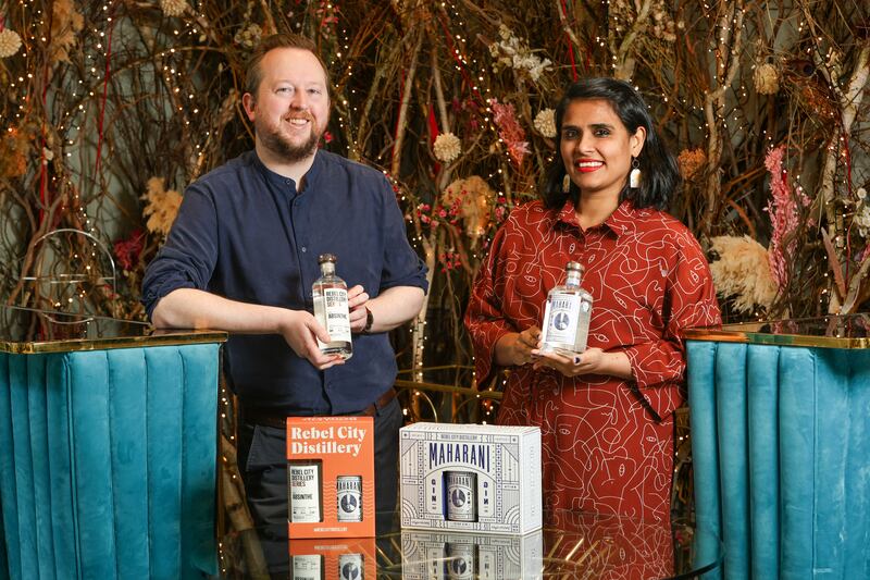 Robert and Bhagya Barrett of Rebel City Distillery, representing LEO Cork City. Photograph: Martina Regan