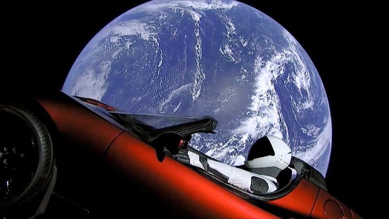The  Tesla sports car which was launched  into space by Elon Musk’s SpaceX