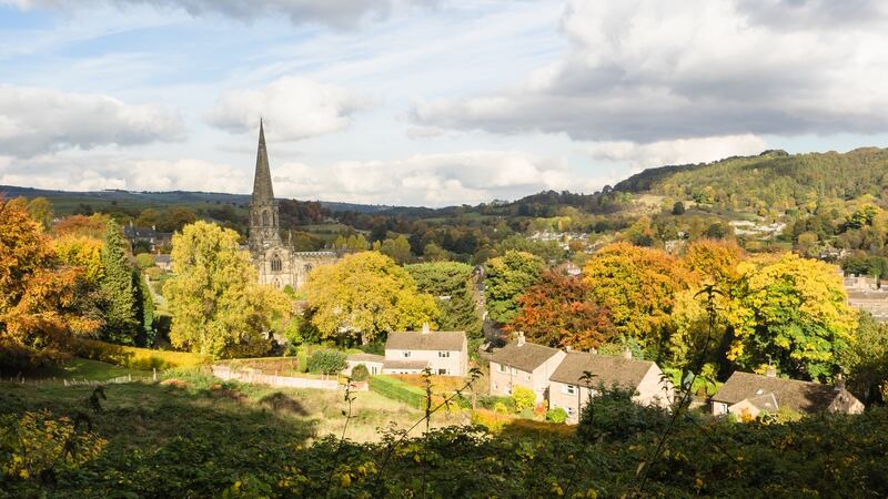 The church towering over the autumn trees in Bakewell, Derbyshire. It’s in the heart of the Peak District’s rolling hills and rocky outcrops. Photograph: iStock