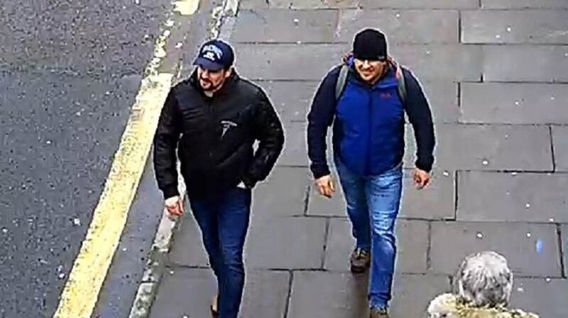 Ruslan Boshirov and Alexander Petrov  on Fisherton Road, Salisbury at 1.05pm on March 4th: they are the  main suspects in the Salisbury Novichok poisoning cases.