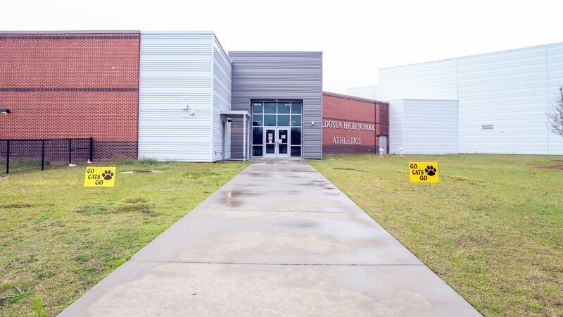 The doors to Valdosta High School’s athletics offices. Photograph: Malcolm Jackson/The New York Times