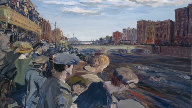 The Liffey Swim by Jack Yeats. The painting captures an event that has been part of Dublin’s annual sporting calendar since 1920.