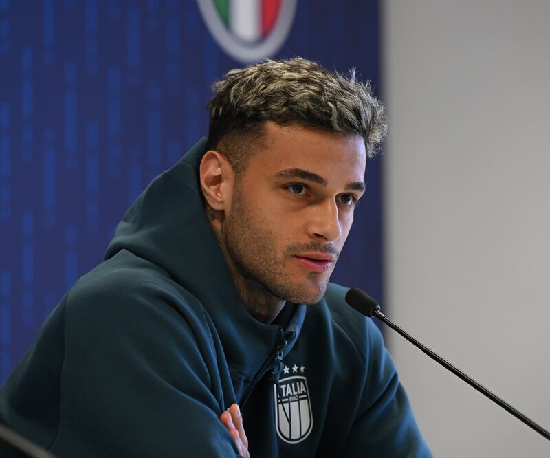Gianluca Scamacca of Italy. Photograph: Claudio Villa/Getty