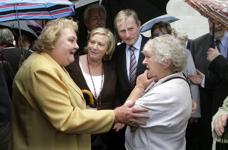 From left: Monica Barnes, Frances Fitzgerald, Enda Kenny and Nell McCafferty at the funeral of the former Fine Gael minister of state for women's affairs Nuala Fennell in 2009. Photograph: Matt Kavanagh