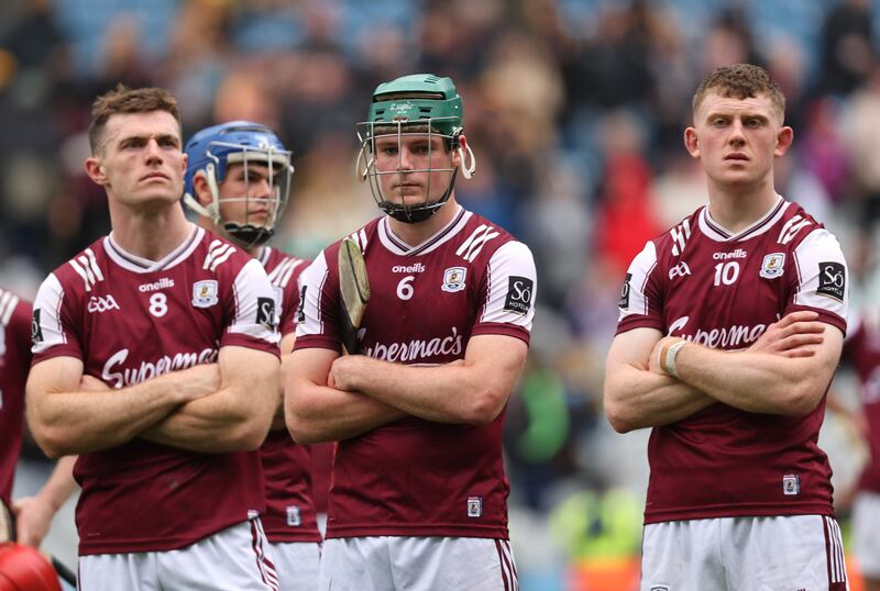 Leinster GAA Senior Hurling Championship Final, Croke Park, Dublin 8/6/2025
Kilkenny vs Galway
Galway's Seán Linnane, Gavin Lee and John Fleming dejected after the Leinster Final loss to Kilkenny. Photograph: Bryan Keane/Inpho