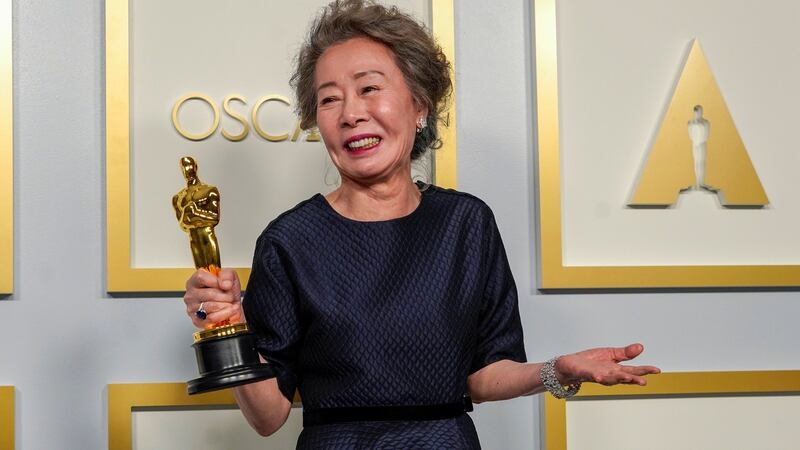 Yuh-Jung Youn, winner of Best Actress in a Supporting Role for Minari. Photograph: Chris Pizzello-Pool/Getty Images