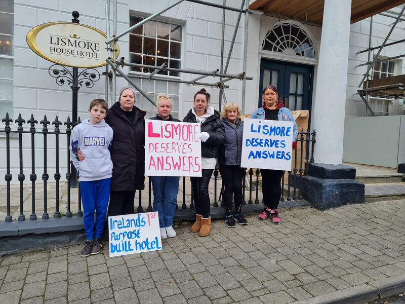 Campaigners against Lismore House Hotel being used as a Direct Provision Centre: "They’re more than welcome in the town. If they need help, we’re here to help. We just feel the hotel is not the place to put them.” Photograph: Barry Roche