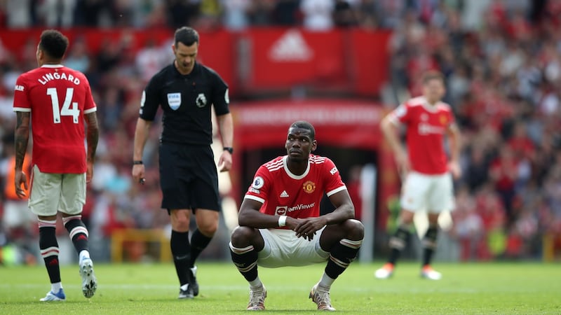 Paul Pogba of Manchester United looks on during the Premier League match against  Norwich City at Old Trafford. Photograph: Jan Kruger/Getty Images