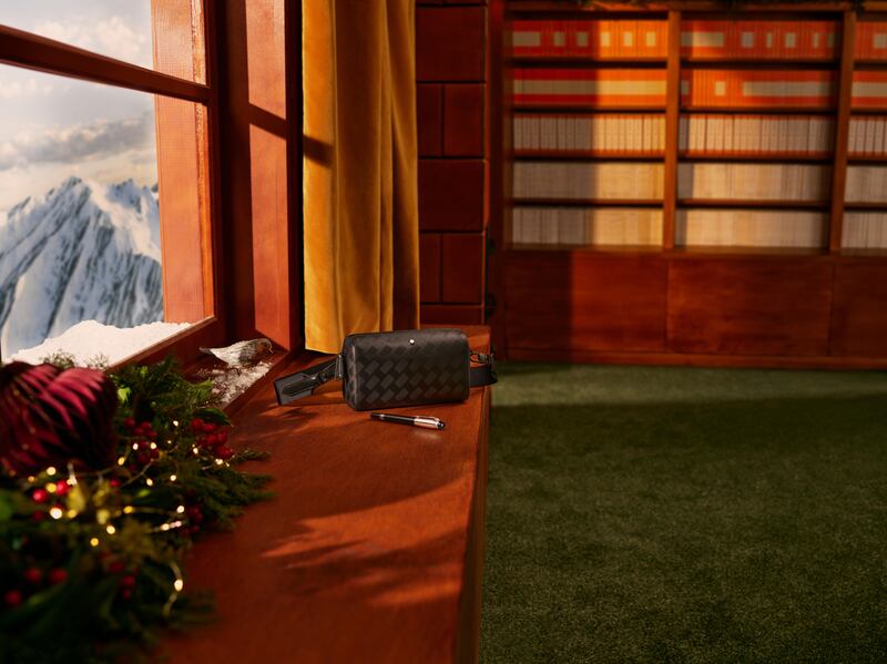 Happy Holidays Log Cabin featuring Montblanc 142 Bag Mini