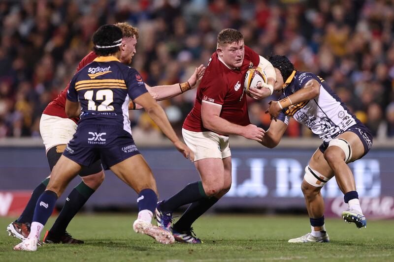 Tadhg Furlong goes on a run during the game against the Brumbies. Photograph:  Matt King/Getty Images