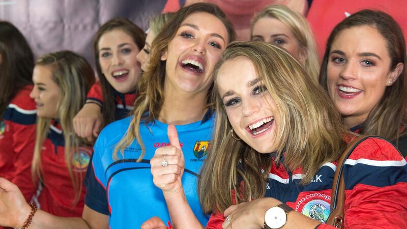 Cork Senior camogie players celebrate on arrival at the  South Mall in Cork city. Photograph: Michael MacSweeeney/Provision