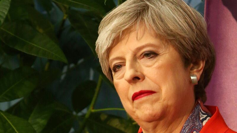 British Prime Minister Theresa May waits for the results to be declared at the count centre in Maidenhead. Photograph: Getty Images