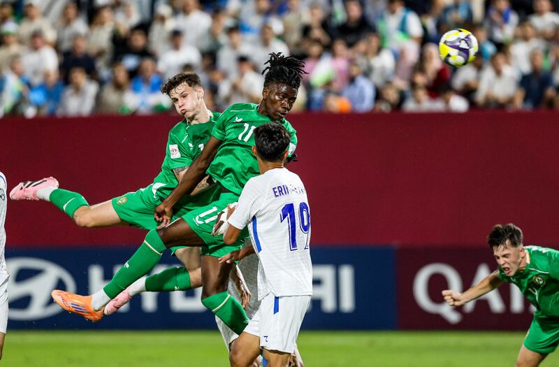Ireland’s Jaden Umeh shot on goal. Photograph: Inpho