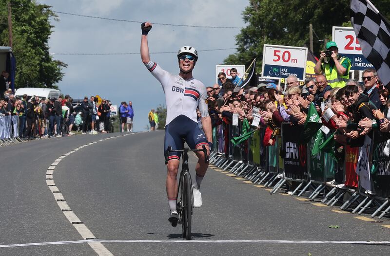 Josh Charlton (Team GB) wins the final stage of the Rás Tailteann. Photograph: Lorraine O’Sullivan