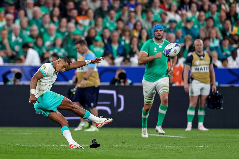 Manie Libbok's kicking woes were costly for South Africa against Ireland, but his positive game-changing abilities still represent a valuable quality for the Springboks. Photograph: Dan Sheridan/Inpho