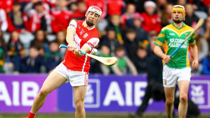 Cuala’s Con O’Callaghan scores a point against Kilcormac-Killoughey in the Leinster Senior Hurling Club Championship final in O’Connor Park, Tullamore, on Sunday. Photograph: Ken Sutton