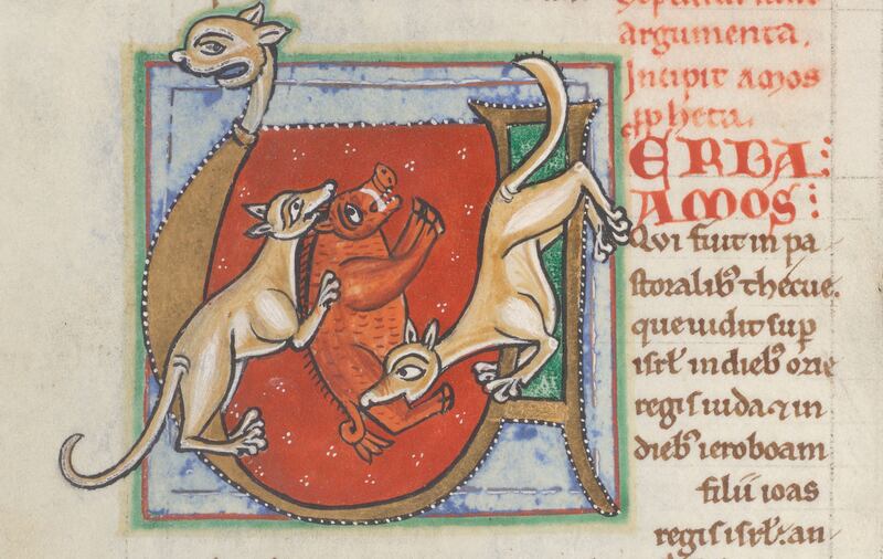 An illumination in the 12th-century West Dereham Bible, from the university library's Manuscripts for Medieval Studies Project. Photograph: Trinity College Dublin