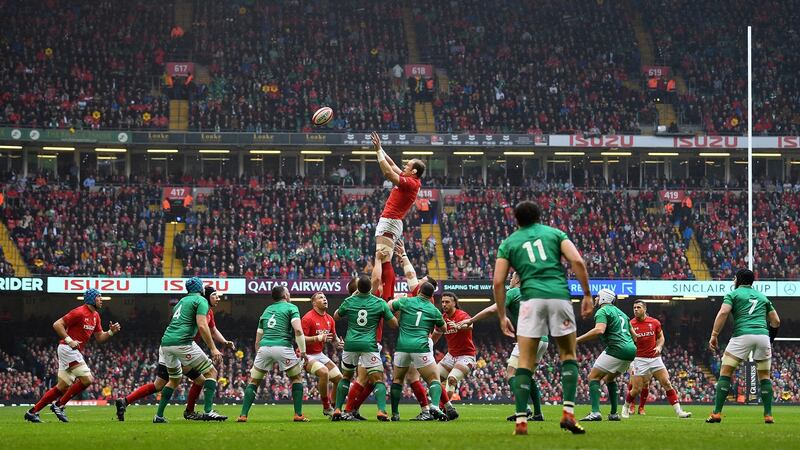 Alun Wyn Jones wins a lineout during Wales’s win over Ireland in the 2019 Six Nations. Photograph: Alex Davidson/Inpho
