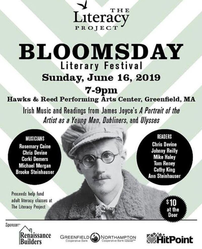 Bloomsday: a night of Irish arts in Greenfield, Massachusetts, featuring music from Rosemary Caine