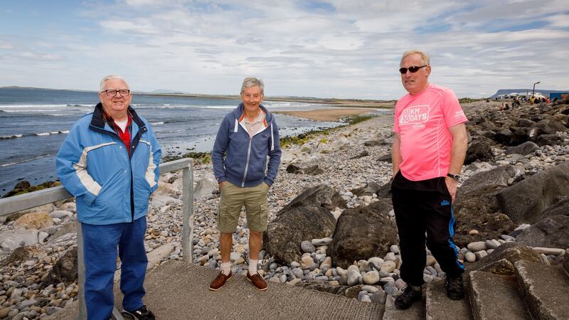 Retired gardaí Malachy Daly, John Molloy and John McHale at Strandhill beach, in Co Sligo. Photograph: James Connolly