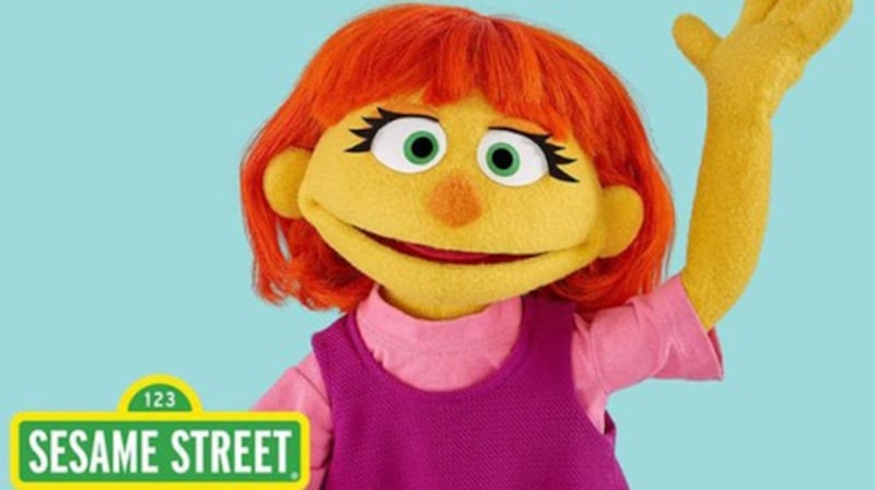 Julia, a character with autism and a  new addition to the Sesame Street gang
