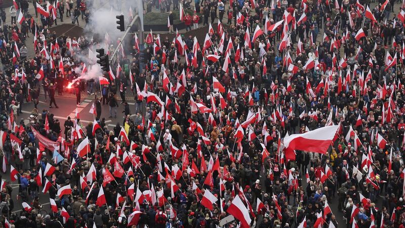 A view of an independence march in Warsaw, Poland. Photograph: Sean Gallup/Getty Images