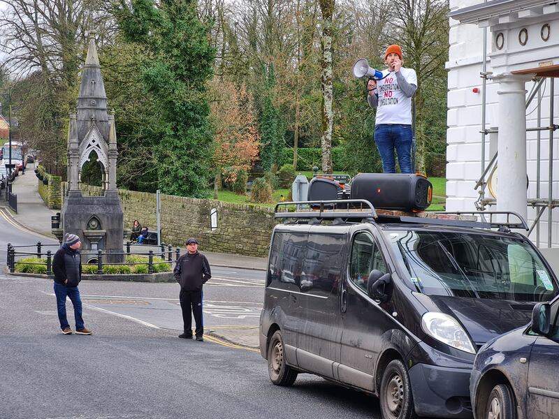 Protest organiser Brian Buckley addressing the rally in Lismore on Sunday