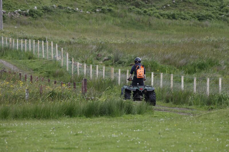 Corncrake-friendly fields on Rathlin are cut late in the season, and have grass left in the centre and along the edge for the birds to hide in. Photograph: Nick Bradshaw